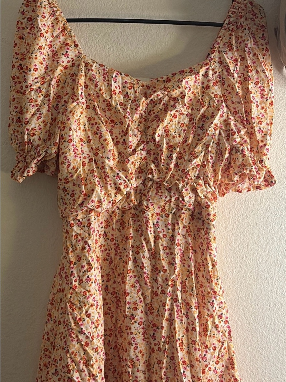 No Boundaries Yellow Floral Ruffle Blouse
